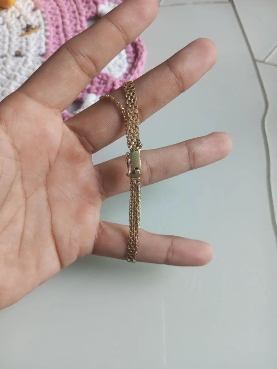 Pulseira de prata banhado a ouro - Foto 4