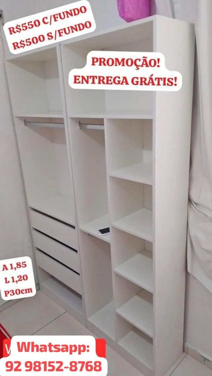 Closet 3 gavetas MDF 