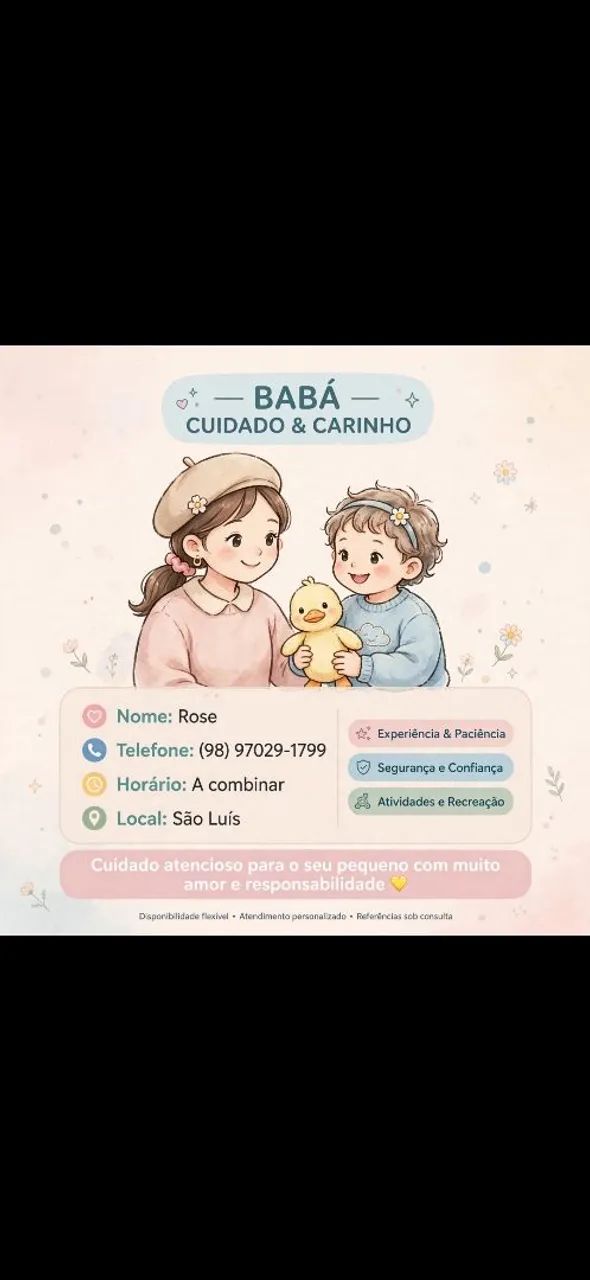 Babá/ disponível para morar também 
