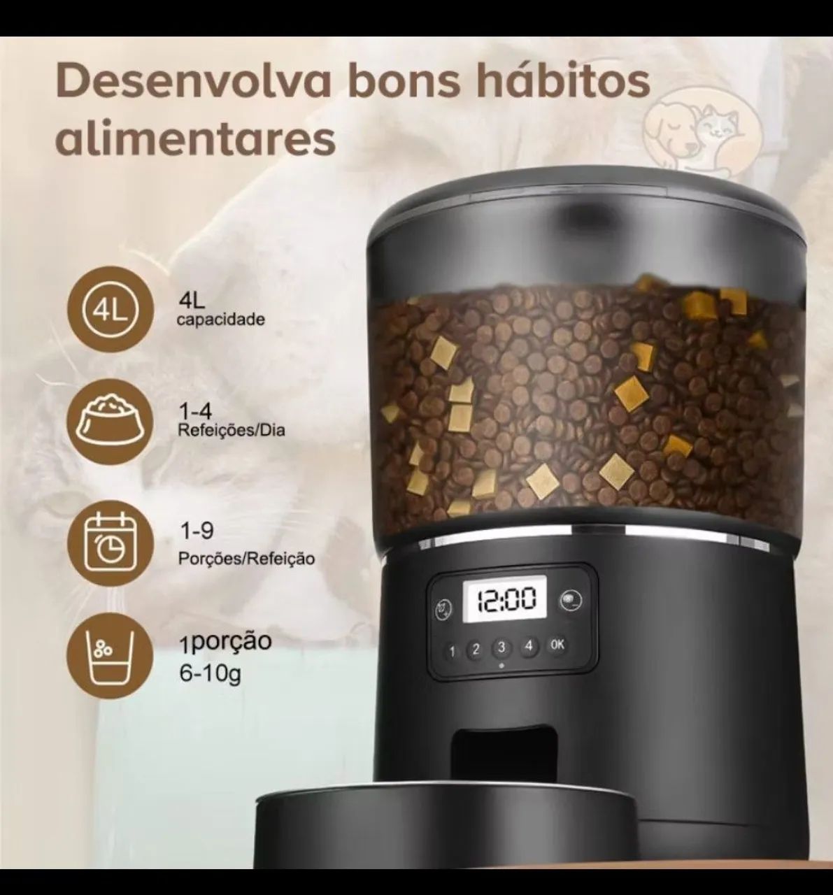 Comedouro automático para cães e gatos