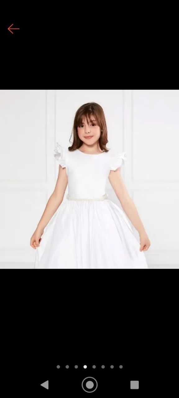 Vestido godê branco festa infantil com cinto perolado.  - Foto 5