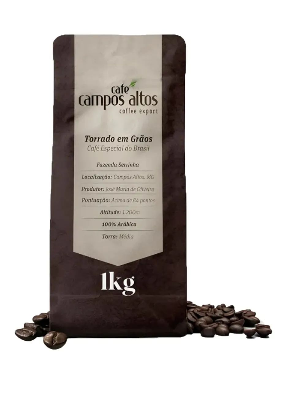 Café Em Grãos 1kg 100% Arábica Torrado - Café Campos Altos