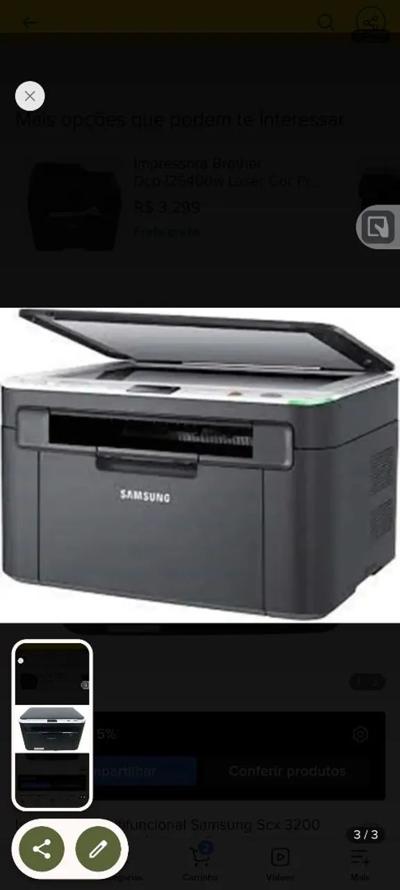 Impressora Samsung SX 3200. Usada de toner