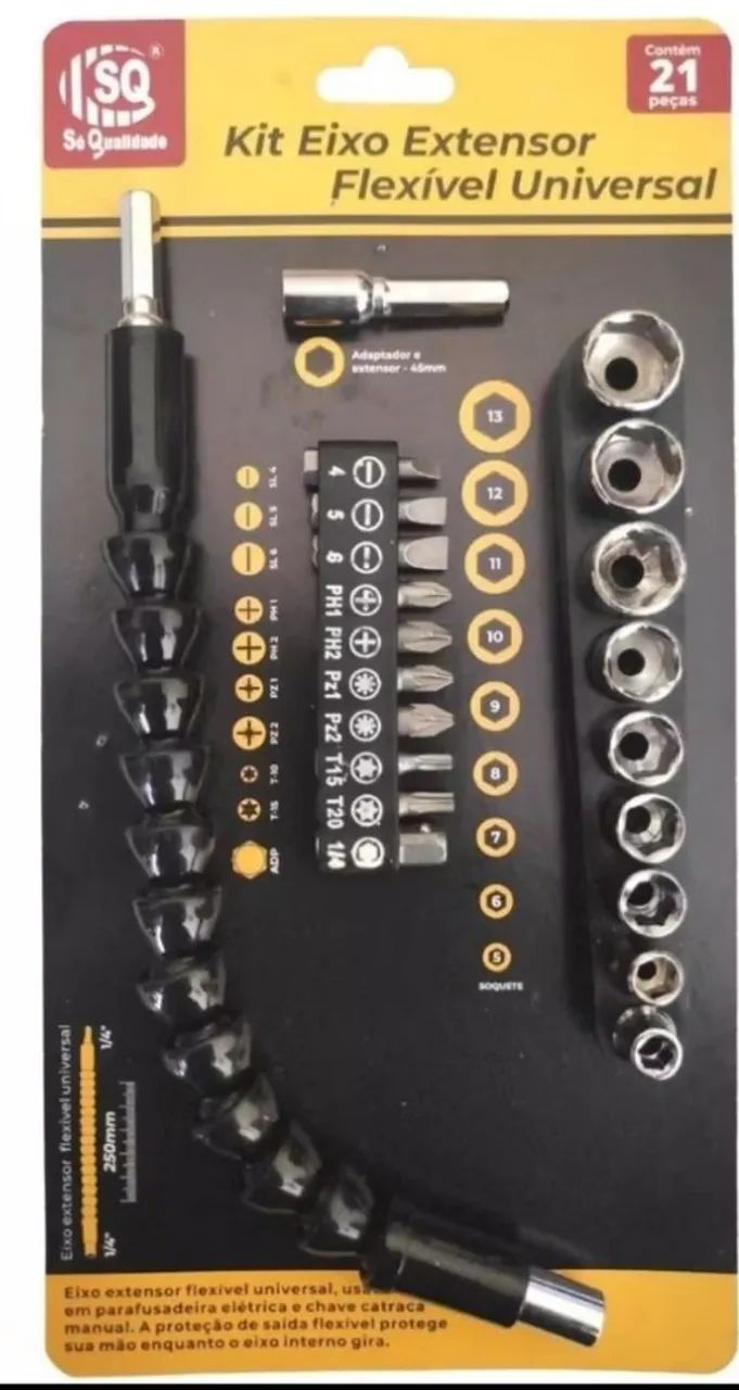 ? KIT EIXO EXTENSOR FLEXÍVEL UNIVERSAL - 21 PEÇAS