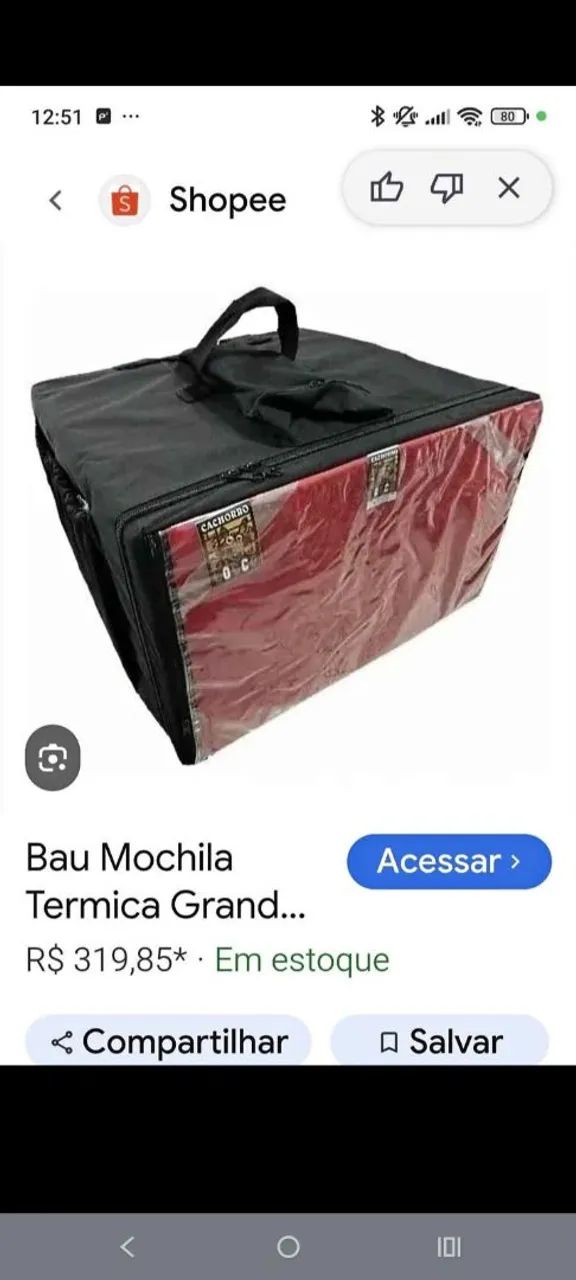 Baú mochila térmica 