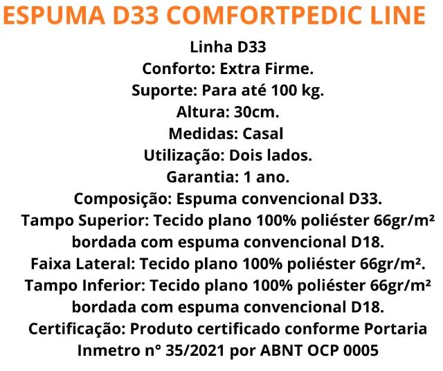 Colchão Casal Espuma D33 Comfortpedic - Foto 2