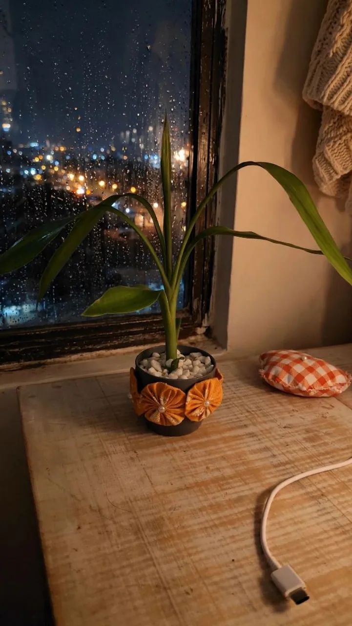 Vasinho de bambu decorado com fuxicos  - Foto 3