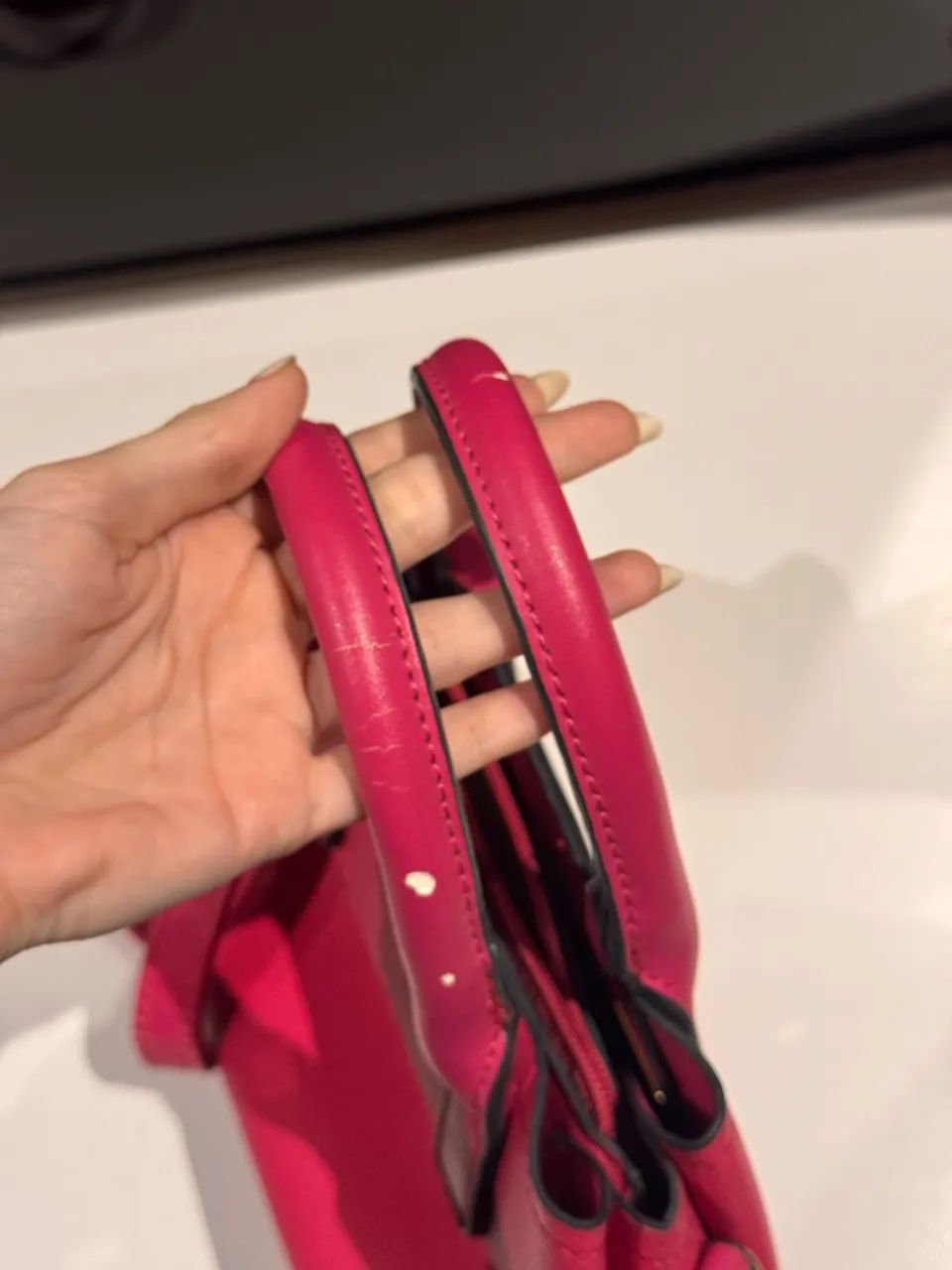 Bolsa rosa pavão de couro  - Foto 4