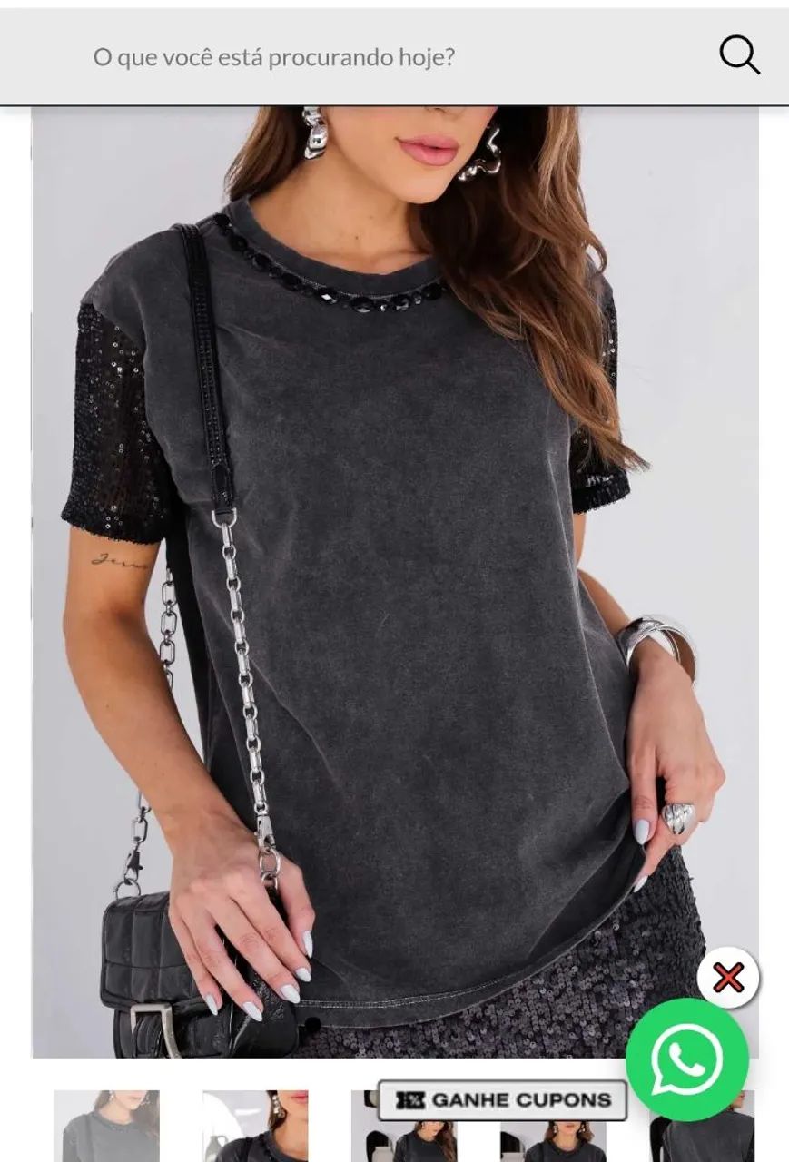 Camiseta Estonada com paete/pedras GG - Foto 2