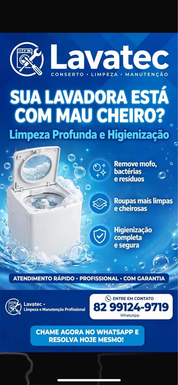 Limpeza em máquinas de lavar e tanquinhos