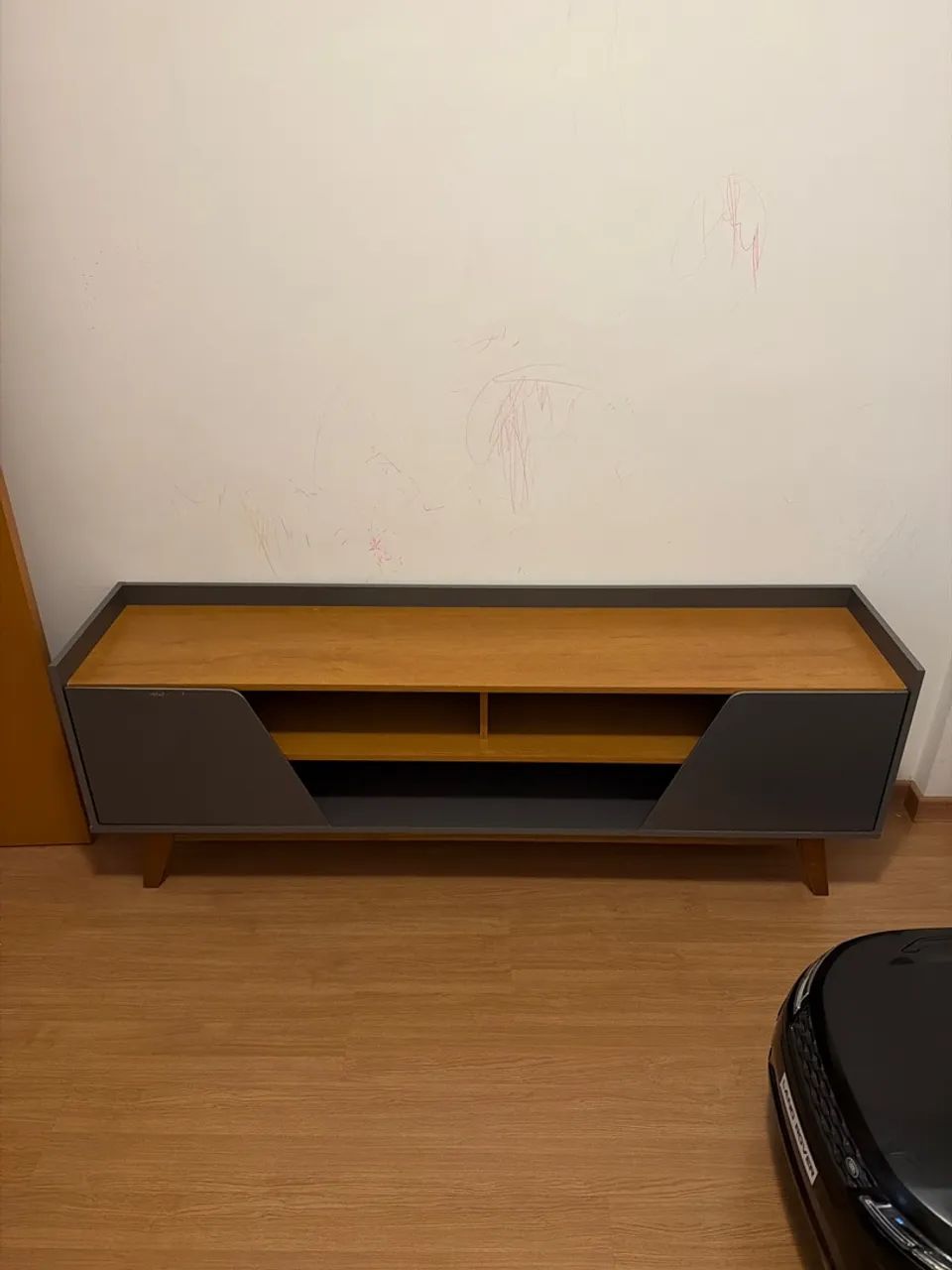 Rack Para Tv Até 65 Polegadas Turim 2 Portas 1 Prateleira Cor Titanium/Naturale
