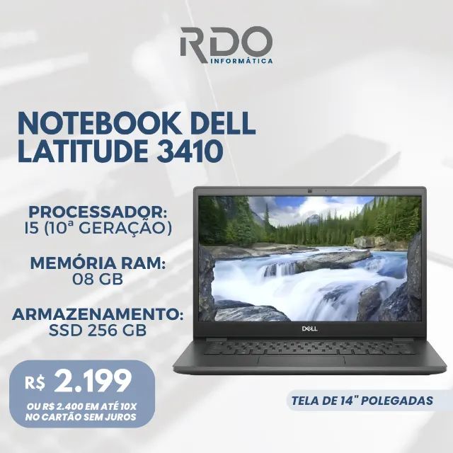 Notebook Dell Latitude 3410 Intel Core i5 10ª Geração 8GB RAM SSD 256GB