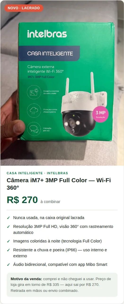 CÂMERA INTELBRAS WI-FI 