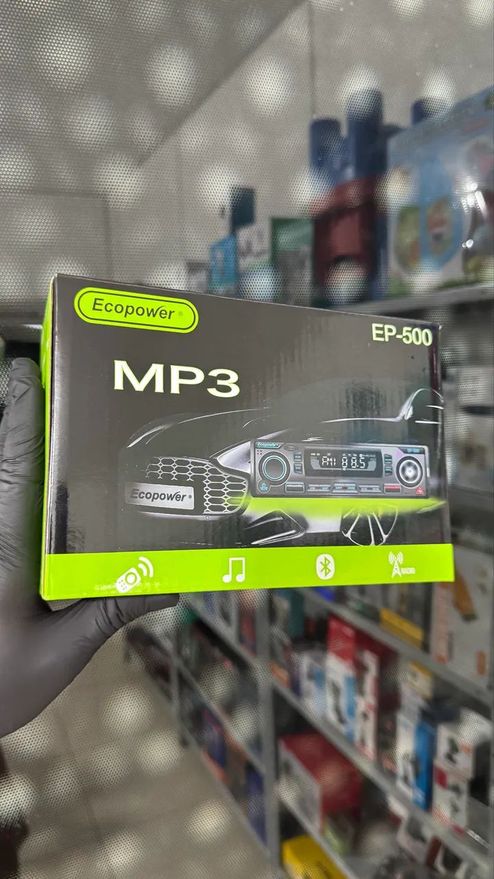 Som automotivo Ecopower com 2 USBs controle e bluetooth 