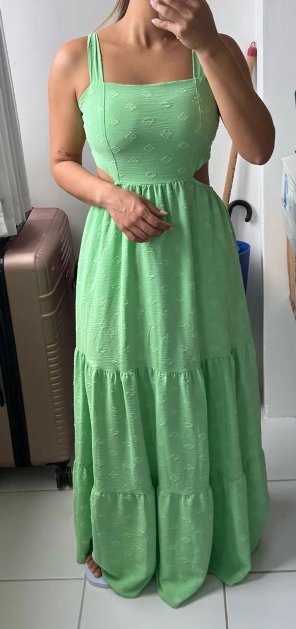 Vestido longo verde claro - Foto 5