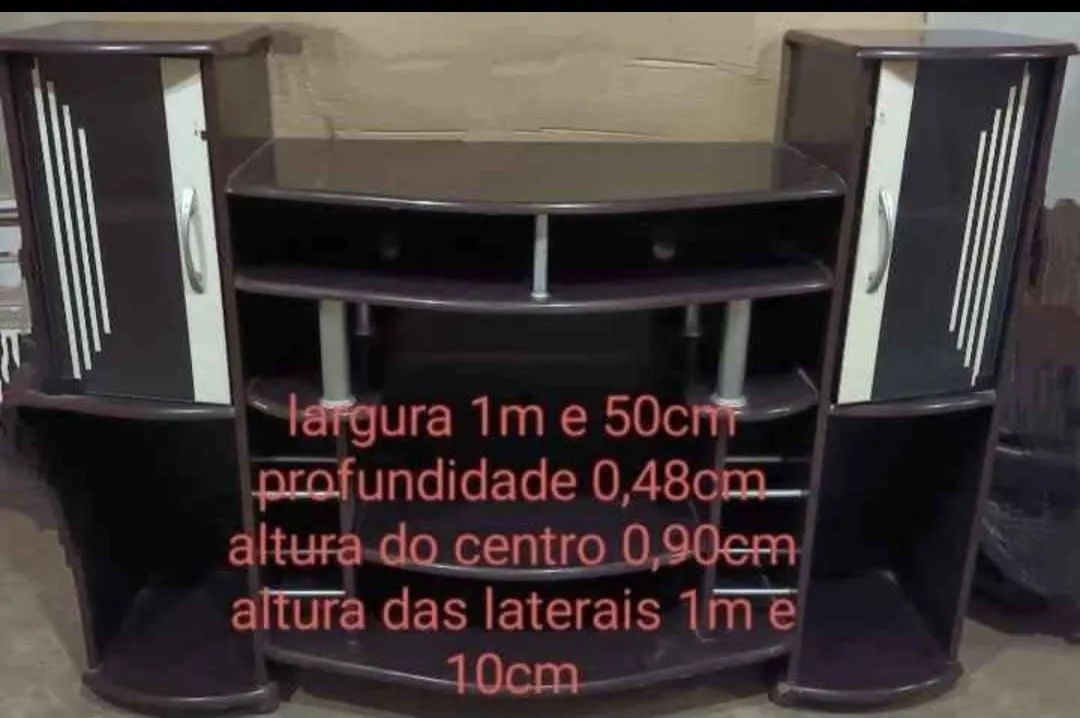 Rack e mesa de TV com portas em madeira mogno mogno - Foto 2