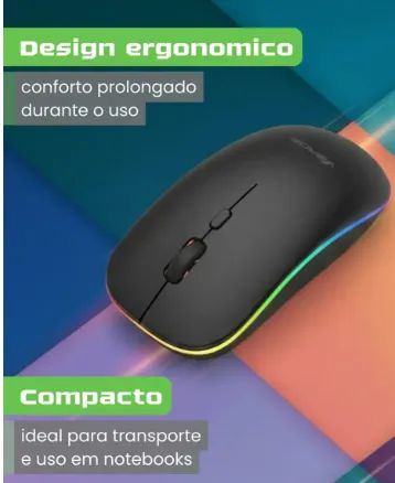 Mouse Wireless Bluetooth Rgb Ergonômico Para Notebook Led - Foto 5
