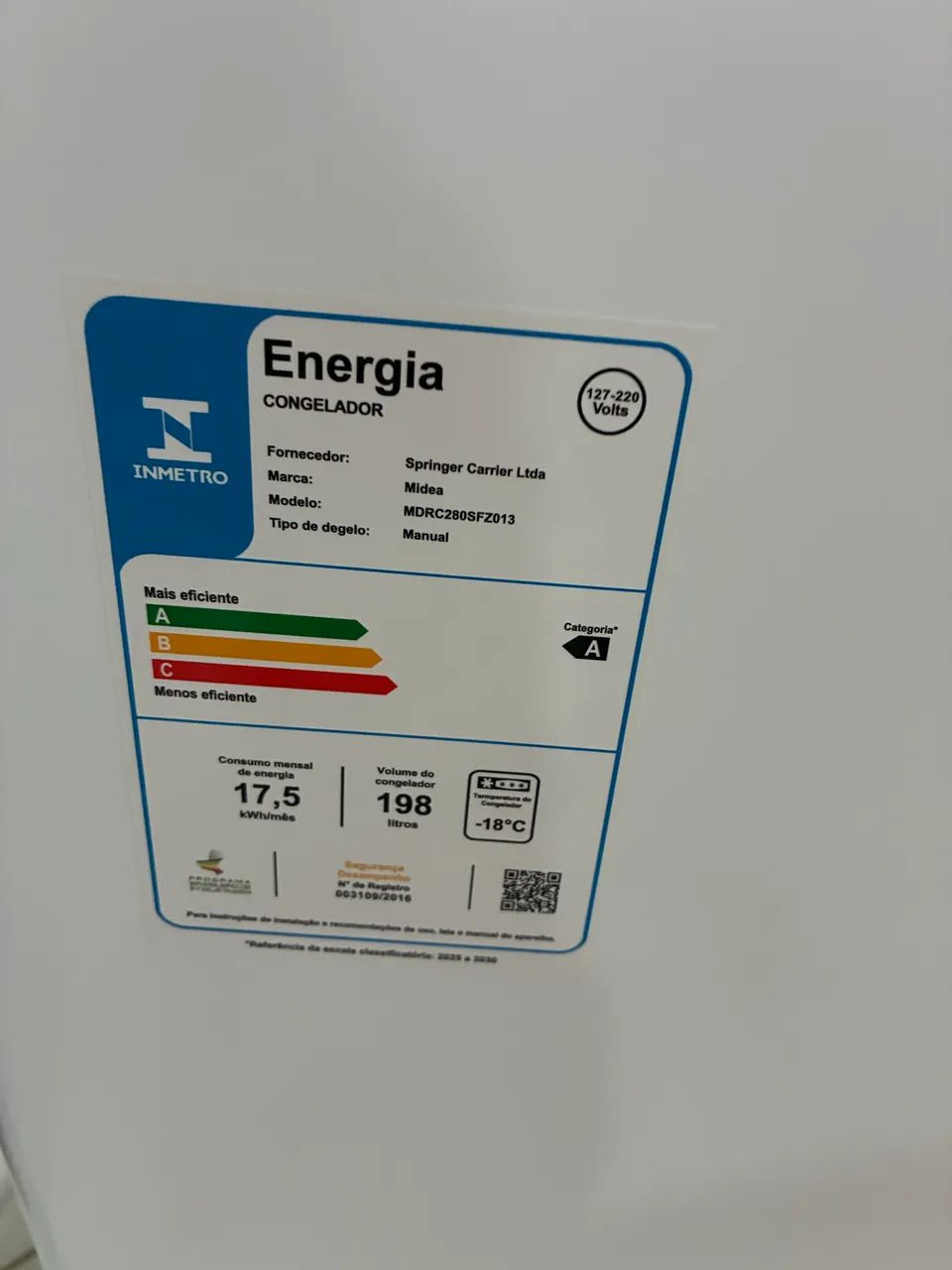 Freezer Midea 198 litros na caixa Bivolt inverter - Geladeiras e