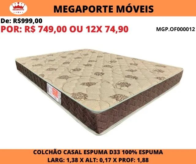COLCHÃO DE CASAL ESPUMA D33