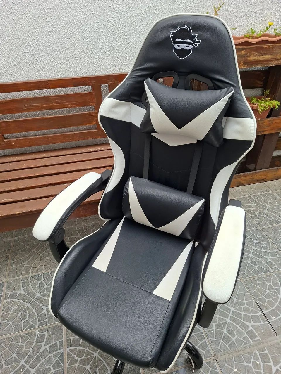 Cadeira Gamer Ninja Minato, Reclinável, Preta e Branca - Foto 4
