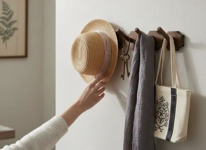 cabideiro rústico parede de madeira maciça, para roupas, bolsas ou acessórios.  - Foto 5