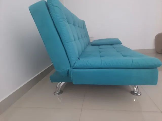 Sofá-Cama 3 Lugares - Azul Turquesa453011493398128641