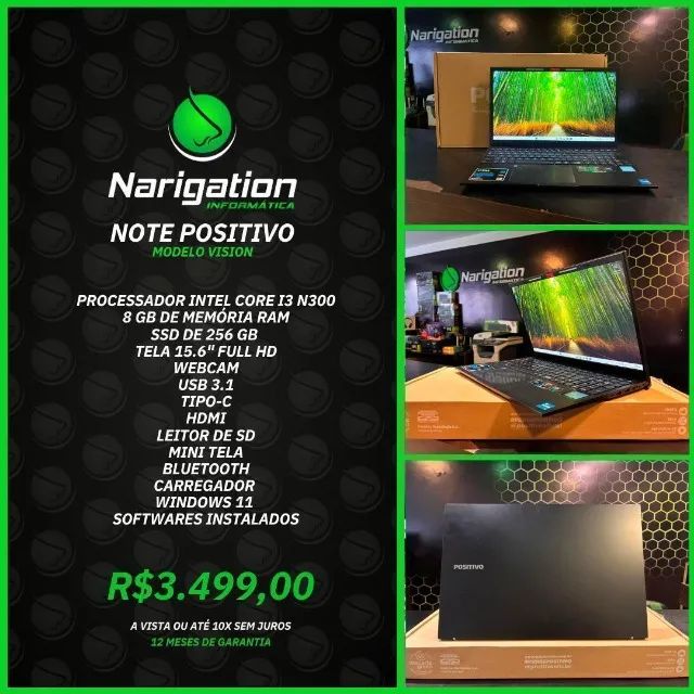 Notebook Positivo Vision Intel Core I3 8gb RAM SSD 256gb