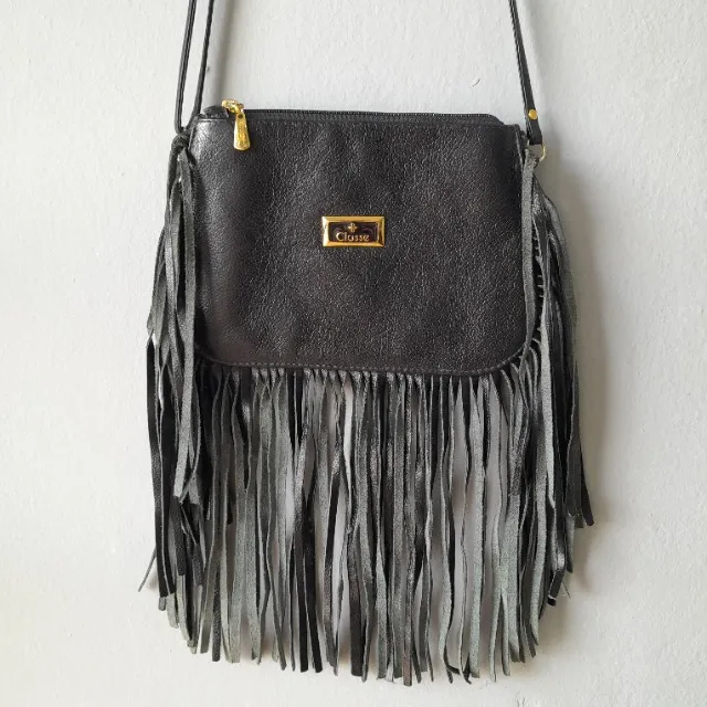 bolsa franjinhas couro legitmo