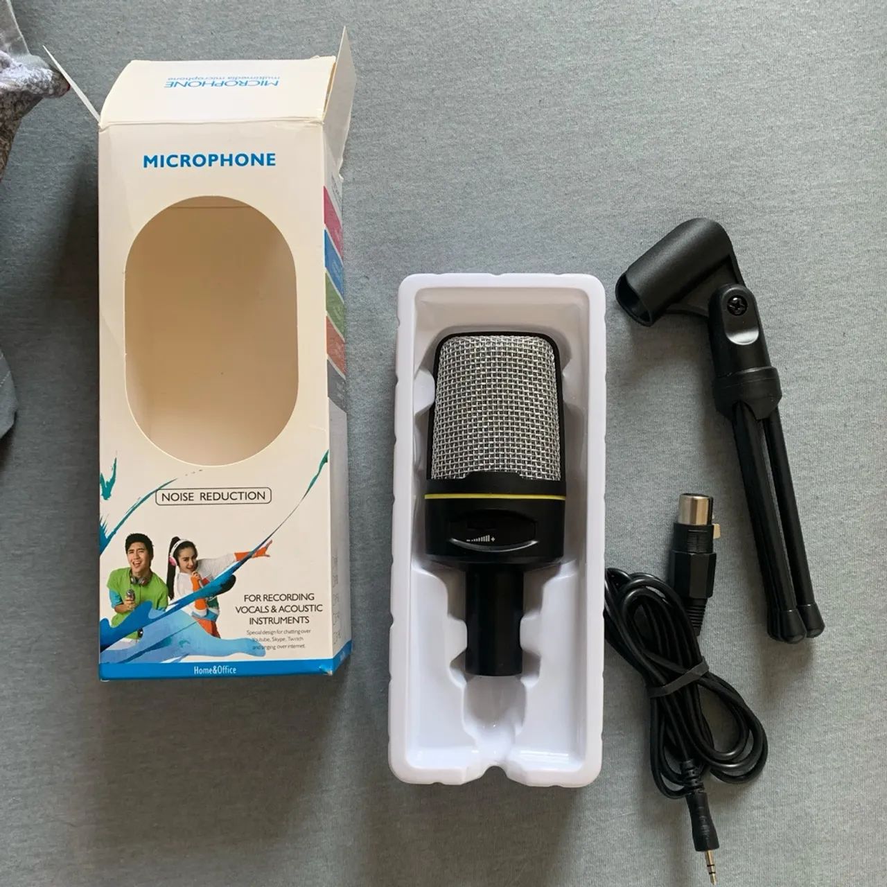 microfone sf-920 com tripé condensador omnidirecional preto