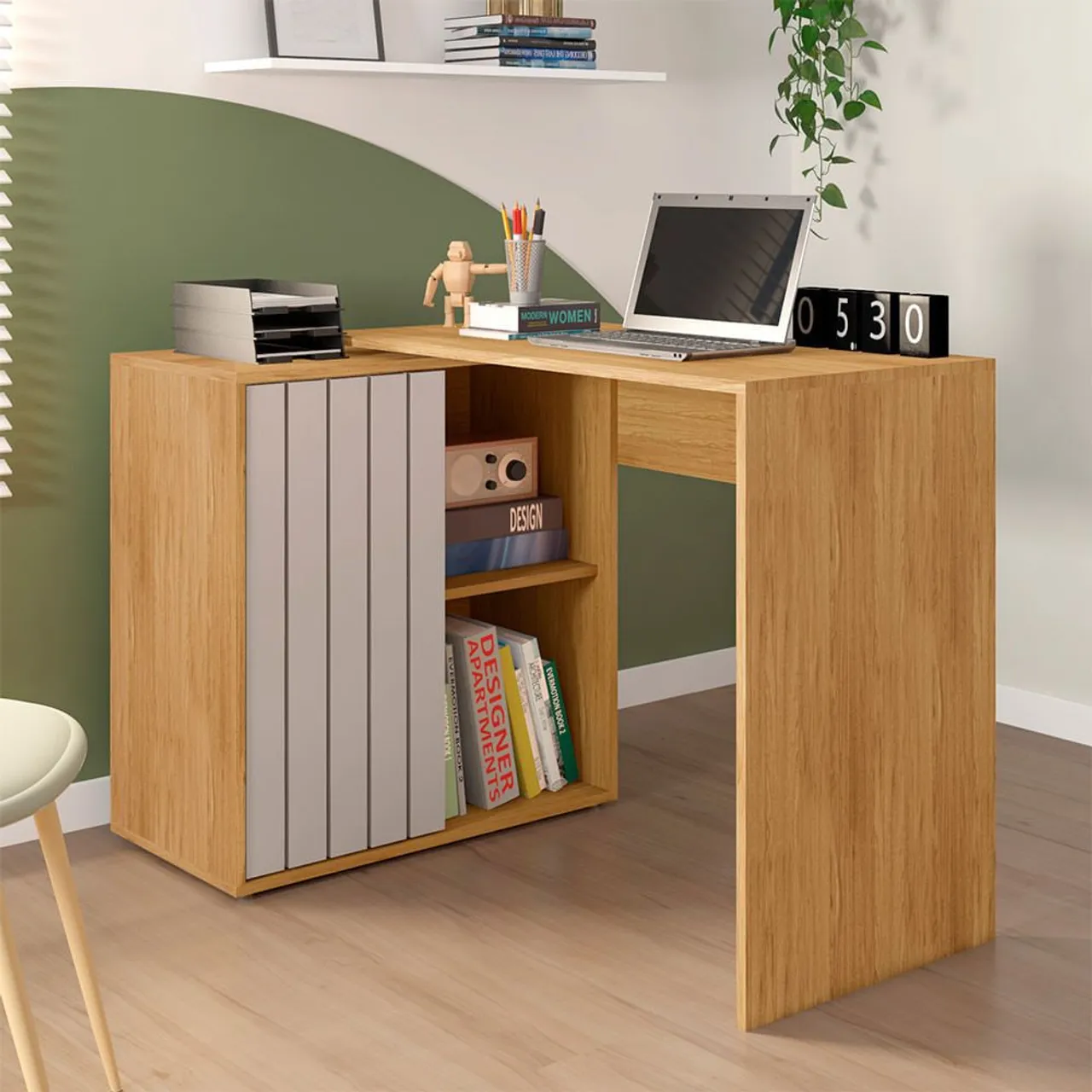Escrivaninha para Escritório com 1 Porta Ripada Tech Caemmun
