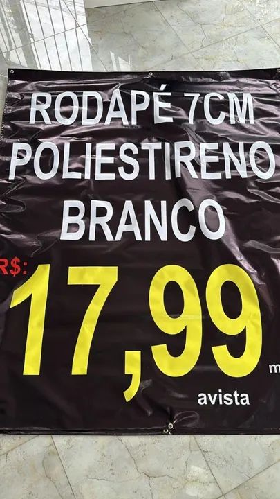 Rodapé Poliestireno 7cm 10cm 15cm 20cm - Branco - Cinza - Preto