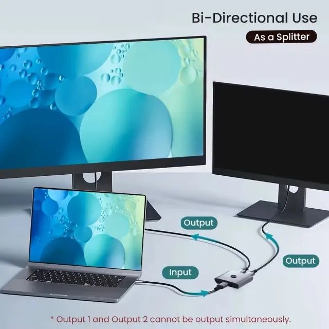 Divisor bi-direcional HDMI 2.1 Switch Splitter, 2 em 1 saída, Ultra HD, 4K @ 120Hz, 8K @ 6 - Foto 5