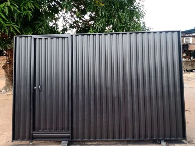 Portão com porta 1200 na chapa preta tamanho padrão - Foto 4