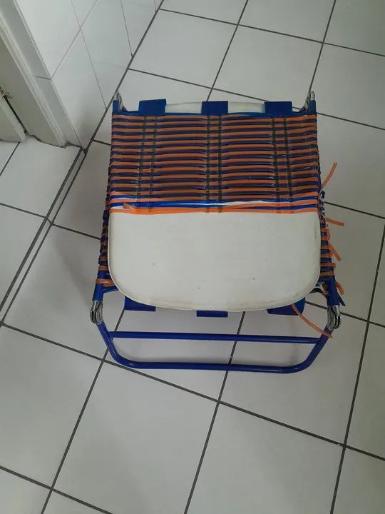 Cadeira de Praia Dobrável - Azul e Laranja - Foto 3