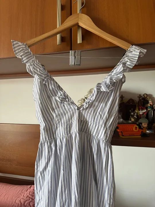 Vestido listrado longo Forever 21 
