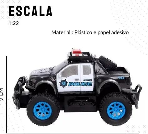 mini carro controle remoto  policia pick up cp110600 16cm