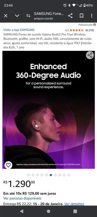 Fones de Ouvido Samsung Galaxy Buds2 Pro True Wireless - Novo - Foto 4