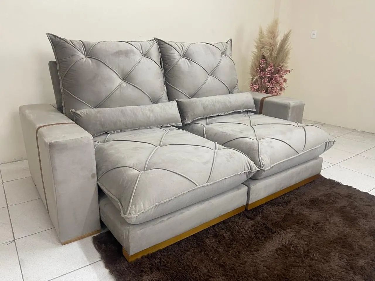 Sofá Retrátil e Reclinável Mônaco 2.30m - Capuccino l876