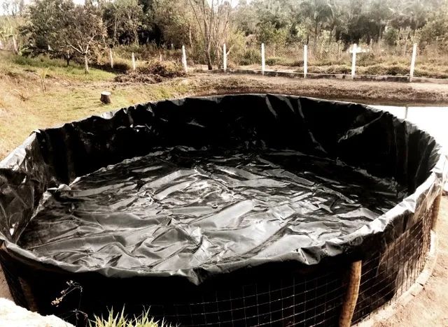 Tanque Circular Suspenso 60 Mil Litros Lona Pead Geomembrana Preta 800 micras - Foto 4