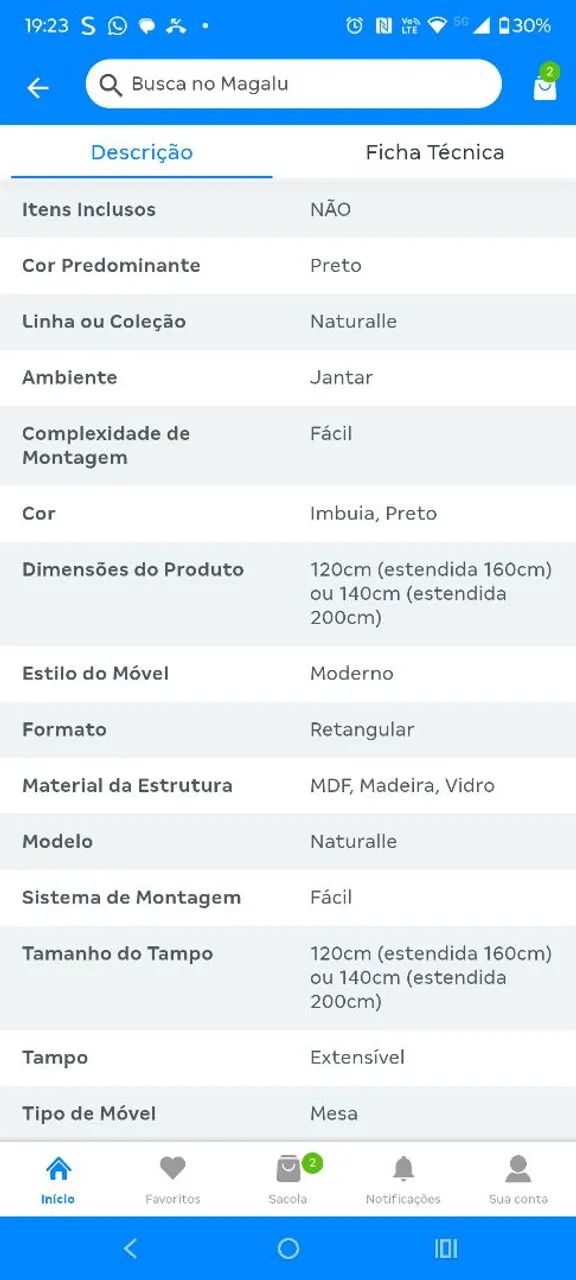 Mesa de Jantar  em madeira com 4 cadeiras - Foto 2