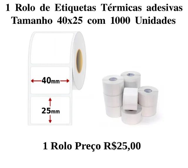 Etiquetas Térmicas Adesivas Vários Tamanhos Funciona Em Impressora Para Etiquetas Térmicas - Foto 4