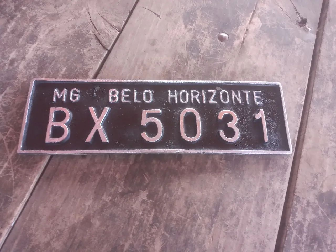 Placa Antiga MG Belo Horizonte BX 5031