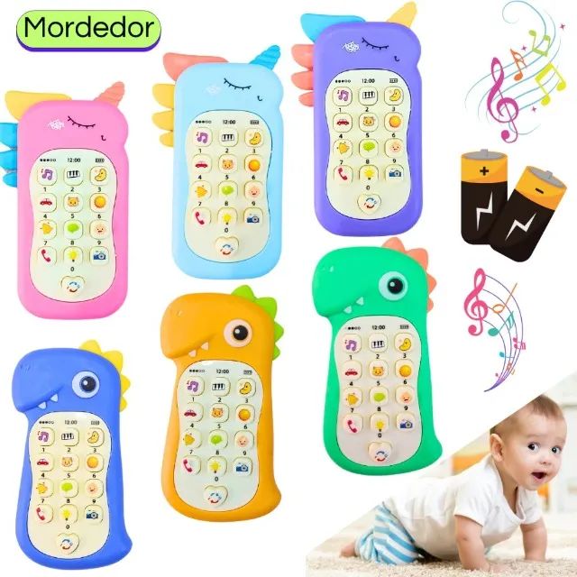 Celular Infantil Musical telefone Interativo com mordedor Educativo Sensorial brinquedo be