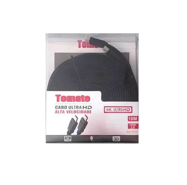  CABO HDMI X HDMI 10 METROS FLAT 2.0 VERSÃO NYLON TOMATE MHD-1010 PRETO