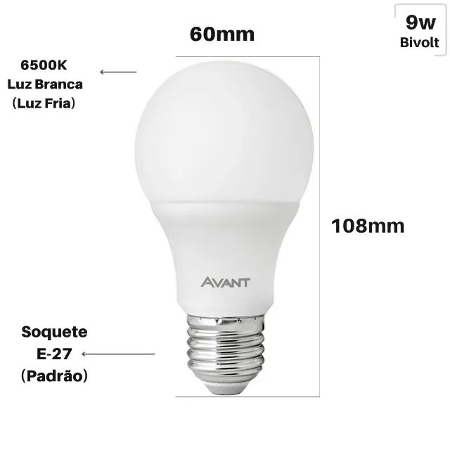 Lâmpada Led 9w E27 6500k Branco Frio Luz Branco-frio - Foto 2