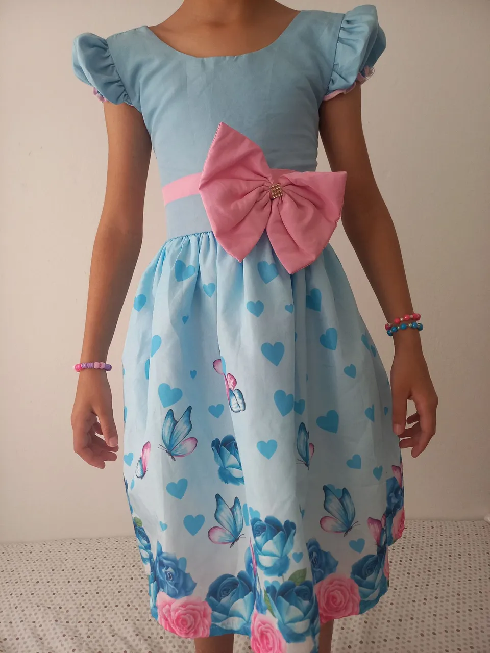 Vestido Infantil Festa Borboletas e Flores