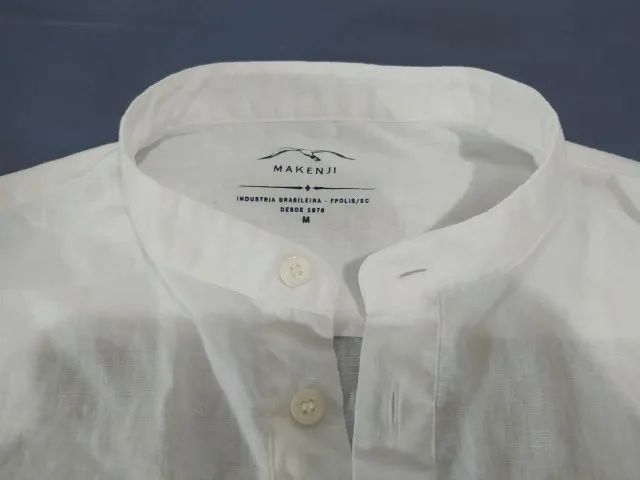 camisa makenji bata gola padre branco - Foto 4