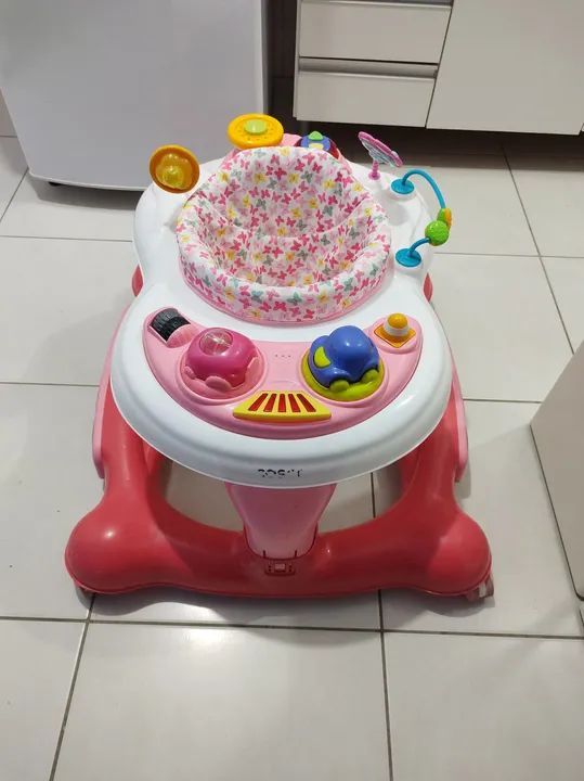 Andador Bebê com Brinquedos - Rosa - Foto 3