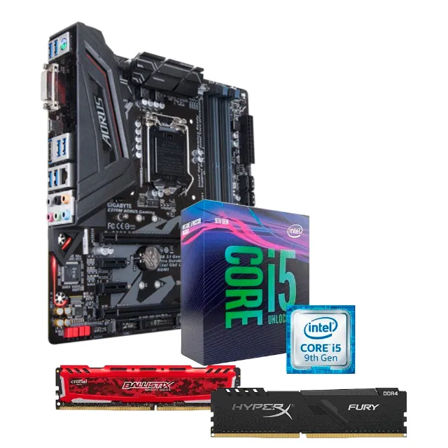KIT UPGRADE: AOURUS Gamming Z370M + Intel I5 9600K Coffee Lake + 16GB RAM (2x 8GB))