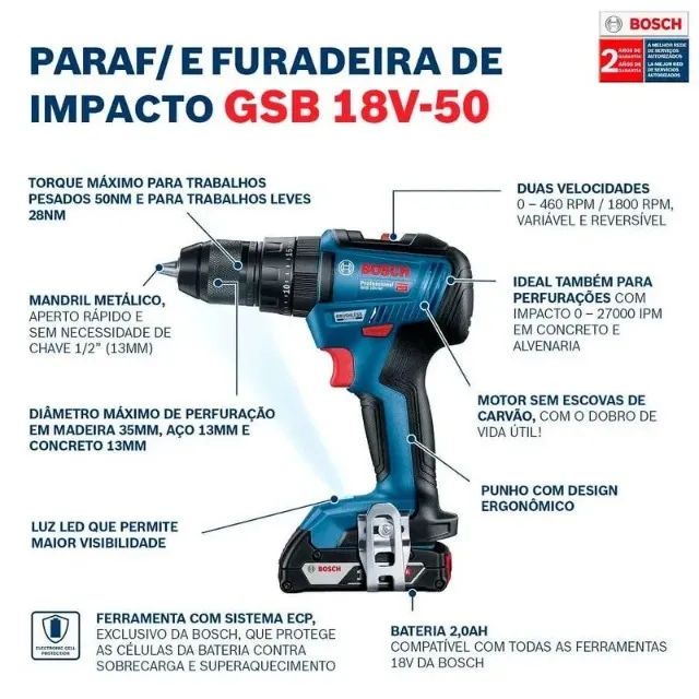 Parafusadeira bosch potente 18v Uma bateria (duas bateria acabou) - Foto 3